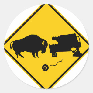 Deltakreuzung, Alaska, Bison-Warnzeichen Runder Aufkleber
