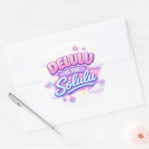 Delulu ist das Solulu – Süße Kawaii-Ästhetik Runder Aufkleber