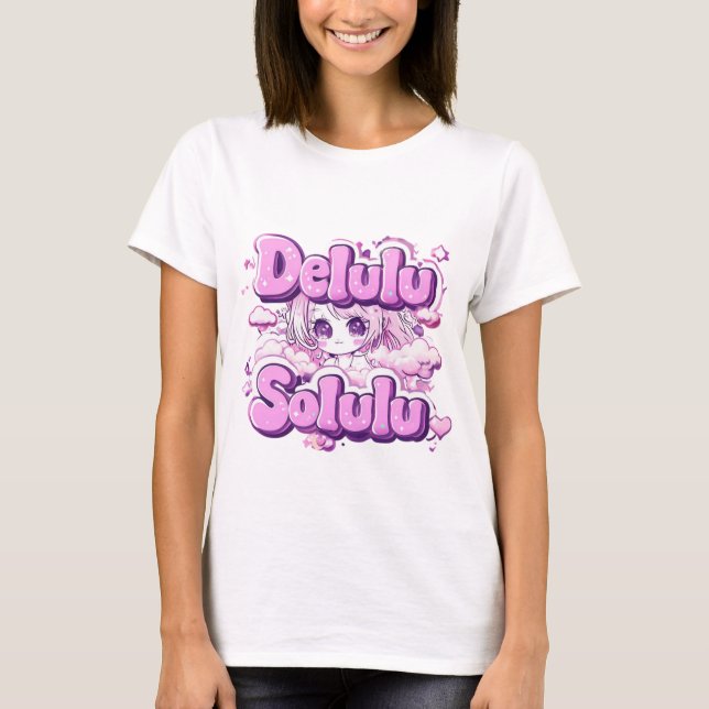 Delulu ist der Solulu T - Shirt - Kawaii Y2K Anime (Vorderseite)