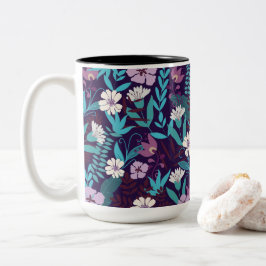 Deluxe Aquamarin & Burgund Blume Zweifarbige Tasse
