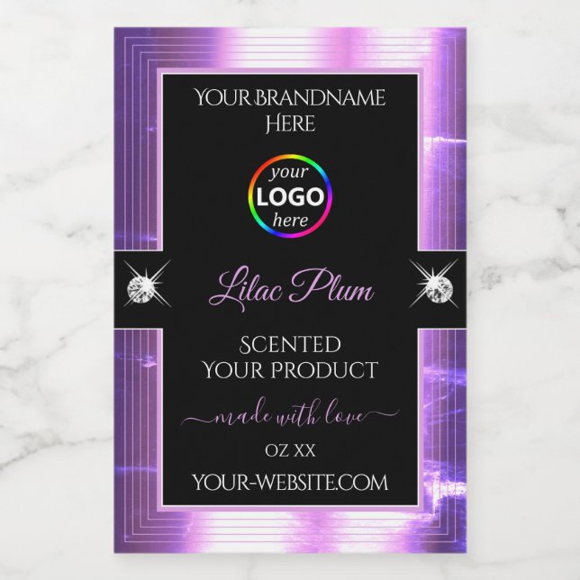 Deluxe Black Shiny Lilac avec Étiquette de produit (Étiquettes simples)