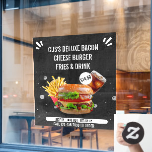 Deluxe-Burger Pommes Getränk Restaurant anpassen Fensteraufkleber