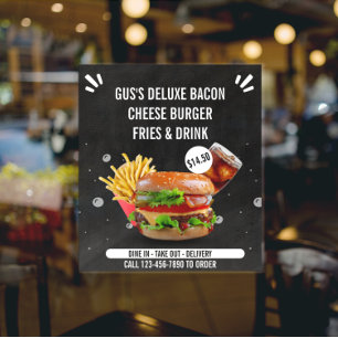 Deluxe-Burger Pommes Getränk Restaurant Menü anpas Poster