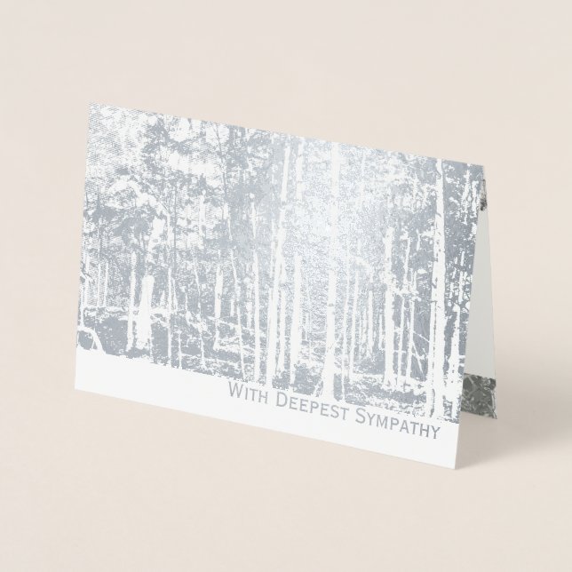 Deluxe Foil Silver Trees Scripture Sympathy Card Folienkarte (Vorderseite)