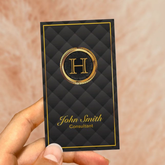 Deluxe Gold Monogram Consultant Business Card Visitenkarte (Von Creator hochgeladen)