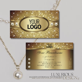Deluxe Golden Glitzer Stars Diamonds Logo hinzufüg Visitenkarte