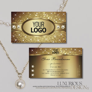 Deluxe Golden Glitzer Stars Diamonds Logo hinzufüg Visitenkarte