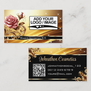 Deluxe Golden Luxury Rose Grafik QR Code und Logo Visitenkarte