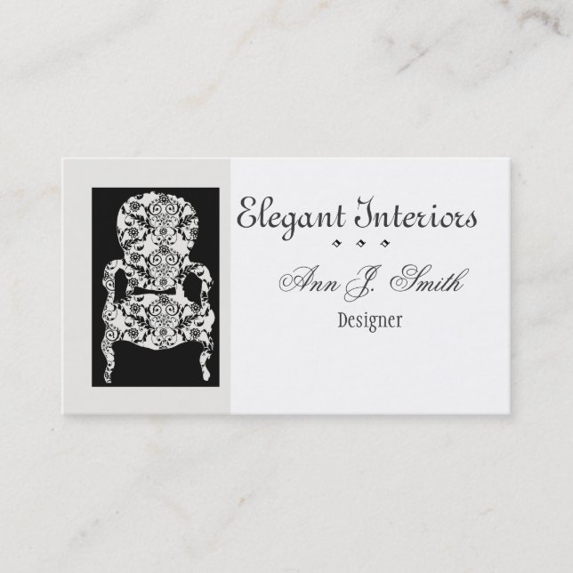 Deluxe Innenarchitektur-Damast-Muster Vintag Visitenkarte (Vorderseite)