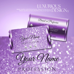 Deluxe Lila Glitzer Luminous Stars und Diamanten Visitenkarte