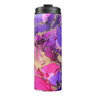 Deluxe Lila Rosa Gold Tintenstrahl Flow. Flüssige  Thermosbecher