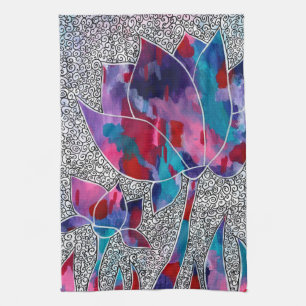 Deluxe Orientale Lotus Blume Originelle Kunst, Dic Geschirrtuch