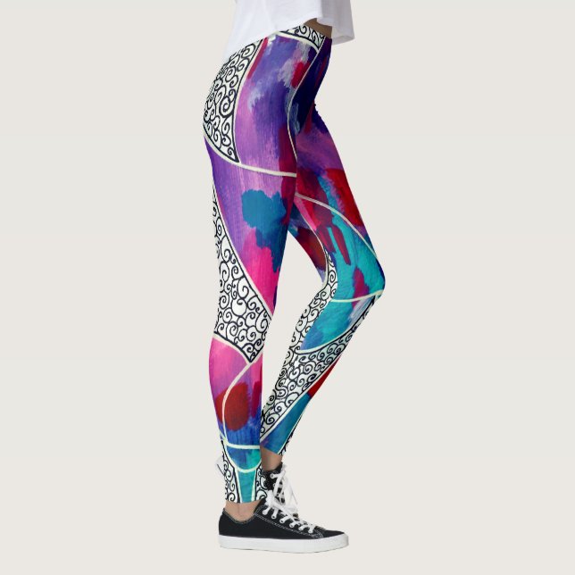 Deluxe Orientale Lotus Blume Originelle Kunst, Dic Leggings (Rechts)
