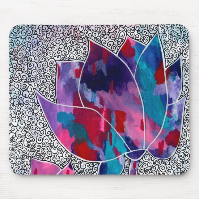 Deluxe Orientale Lotus Blume Originelle Kunst, Dic Mousepad (Vorne)