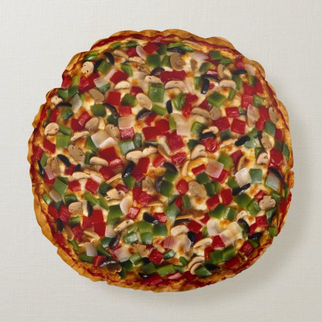 Deluxe Pizza Rundes Kissen (Vorderseite)