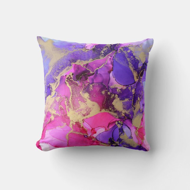 Deluxe Purple Pink Gold Ink Flow. Liquid layers of Kissen (Vorderseite)