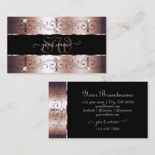 Deluxe Rose Gold und Verzierte Schwarze Grenzen Mo Visitenkarte