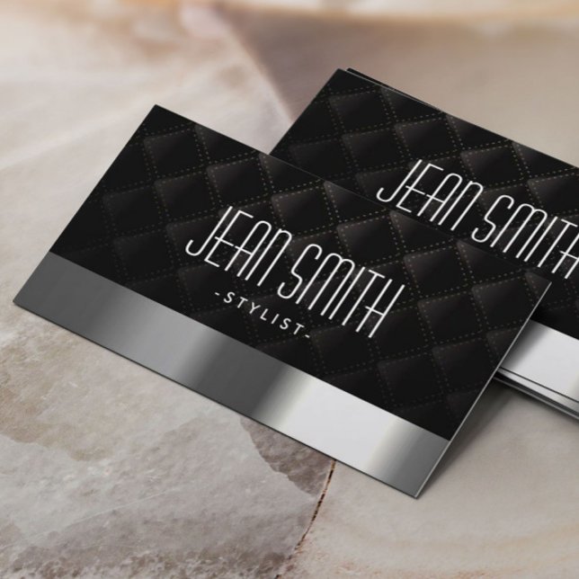 Deluxe Silber Border Stylist Business Card Visitenkarte (Von Creator hochgeladen)