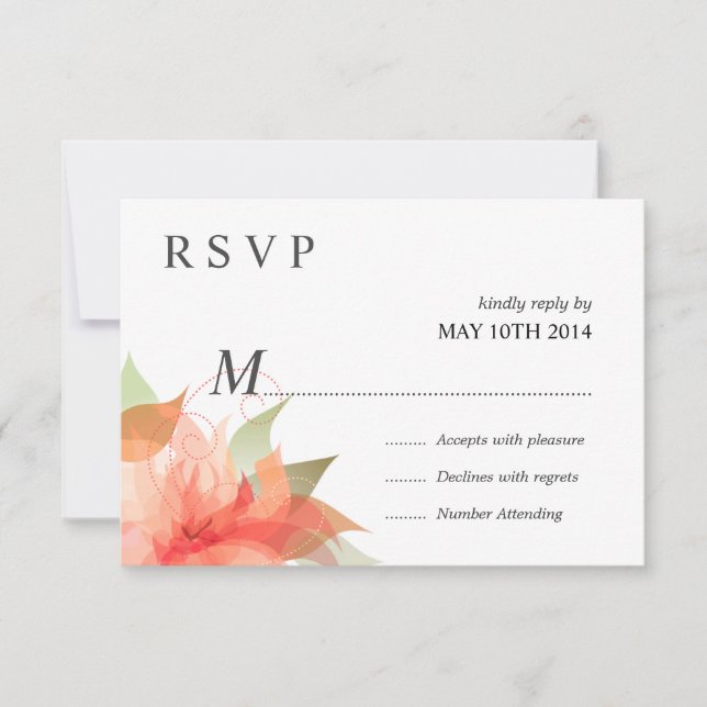Deluxe UAWG Orange Peach Floral RSVP Karte (Vorderseite)
