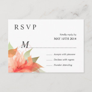 Deluxe UAWG orange Pfirsich mit Blumen RSVP Karte