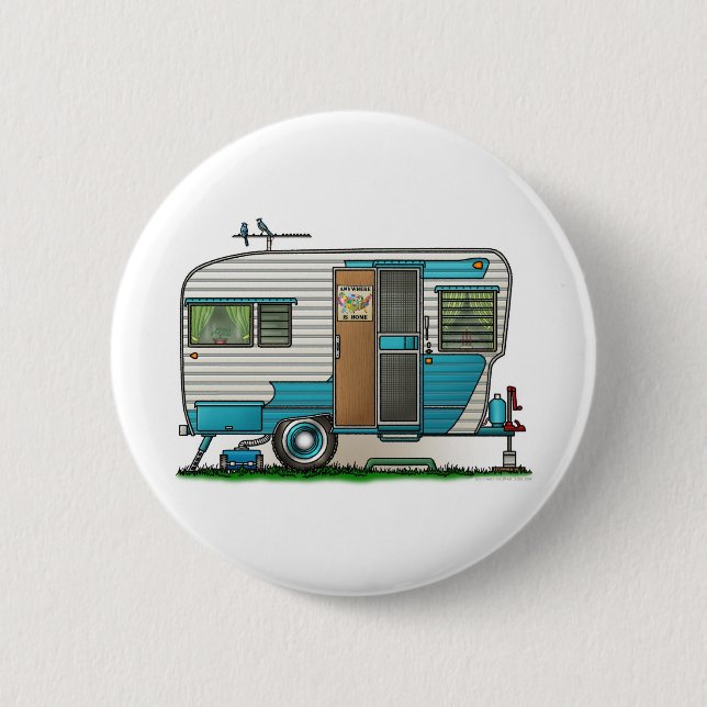 Deluxer Wohnwagenanhänger Button (Vorderseite)