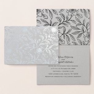Deluxes Folien-Silber-Blumenhochzeits-Einladung Folienkarte