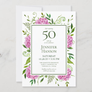 Demande de carte 50th Birthday Pink Hydrangeas