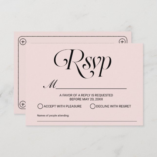 Demande de chansons mariage bande Blush Pink RSVP (Devant / Derrière)