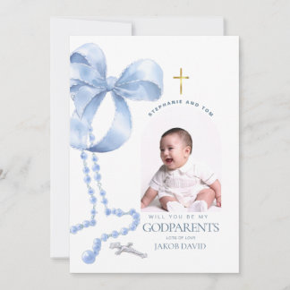 Demande de parrainage pour garçon, carte avec nœud