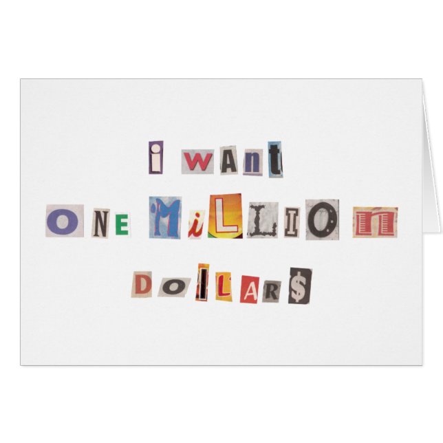Demande Drôle Pour De L'Argent Ransom Note Collage (Devant horizontal)