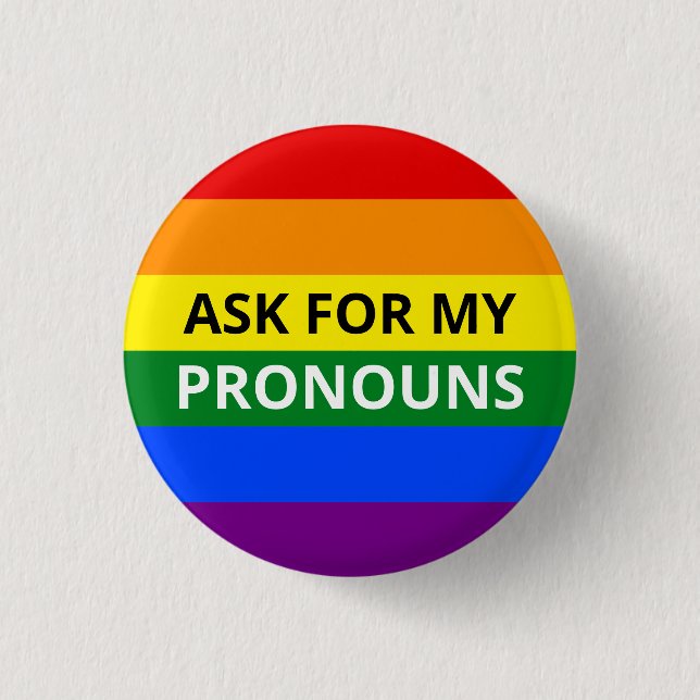 Demandez à My Pronounouns Rainbow Badge (Devant)