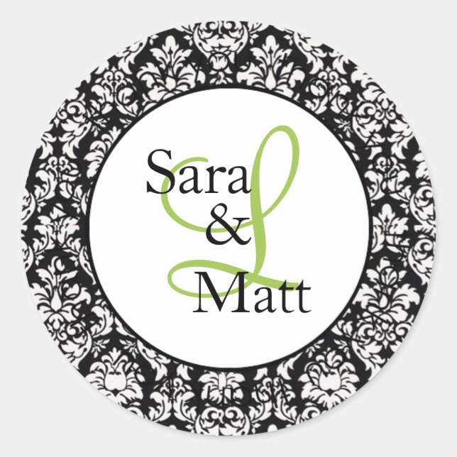 Demask Initial Monogram Wedding Sticker (#LABL001) (Vorderseite)