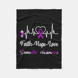 Demenz Awareness Heartbeat Christliches Cross Purp Fleecedecke