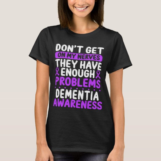 Demenz Ribbon Lila Alzheimer Bewusstsein T-Shirt (Vorderseite)