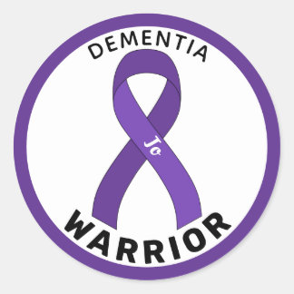 Demenz Warrior Ribbon White Round Sticker