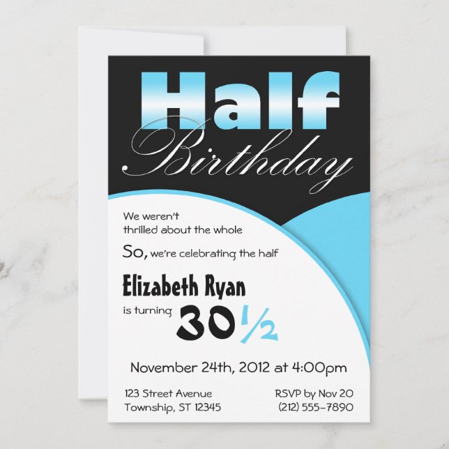 Demi-anniversaire Aqua Blue Party Invitations (Devant)
