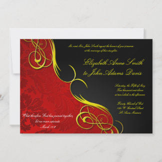 Demi-Damask Faire-part de mariage rouge/noir