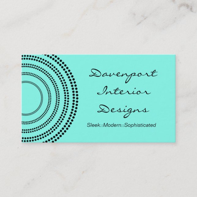 Demi-lunes en pointillé Carte de visite, Turquoise (Devant)