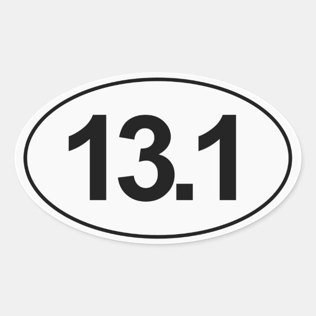 Demi-Marathon 13,1 Miles Sticker Oval (Blanc) (Devant)