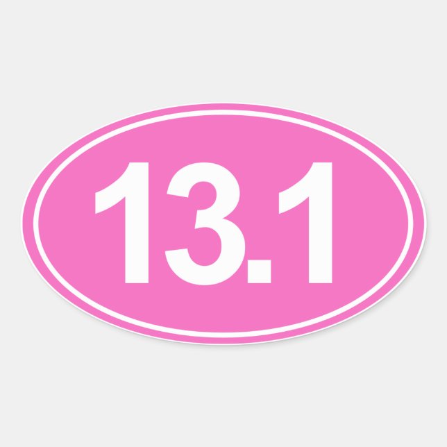 Demi-Marathon 13,1 Miles Sticker Oval (Rose) (Devant)
