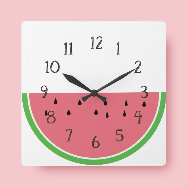 Demi-tranche Pink Watermelon Horloge murale de cui (Always time for watermelon)
