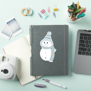 Demiboy Pride Snowman Snowperson Flag Blau Grau Aufkleber