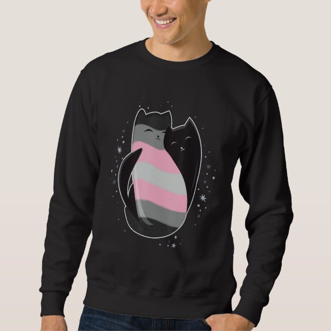 Demigirl Cat Flag Nonbinary Transgender LGBT Black Sweatshirt (Vorderseite)