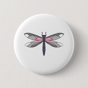 Demigirl Dragonfly Demigirl Pride Button
