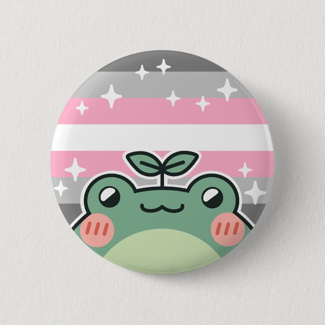 Demigirl LGBT Pride Flag Frog Button (Vorderseite)