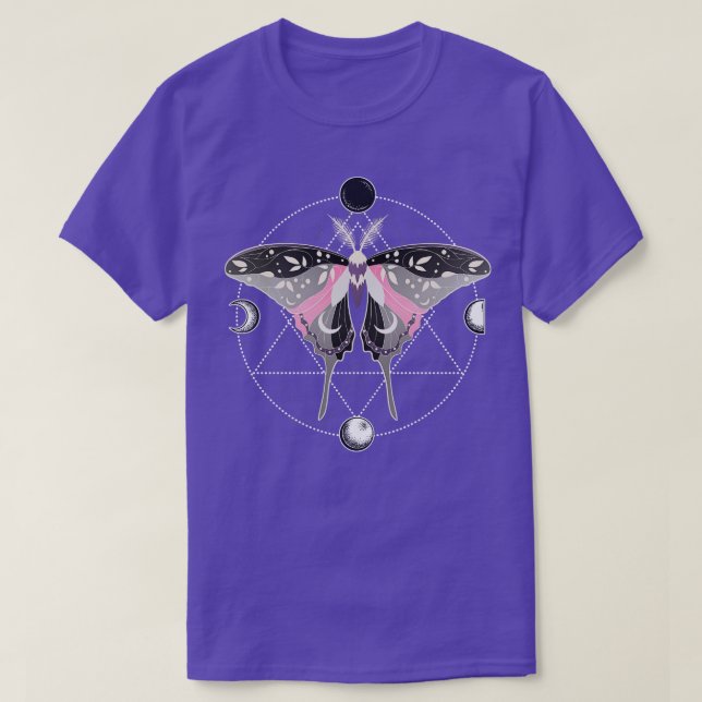 Demigirl Luna Moth Celestial LGBT Pride Flag T-Shirt (Design vorne)