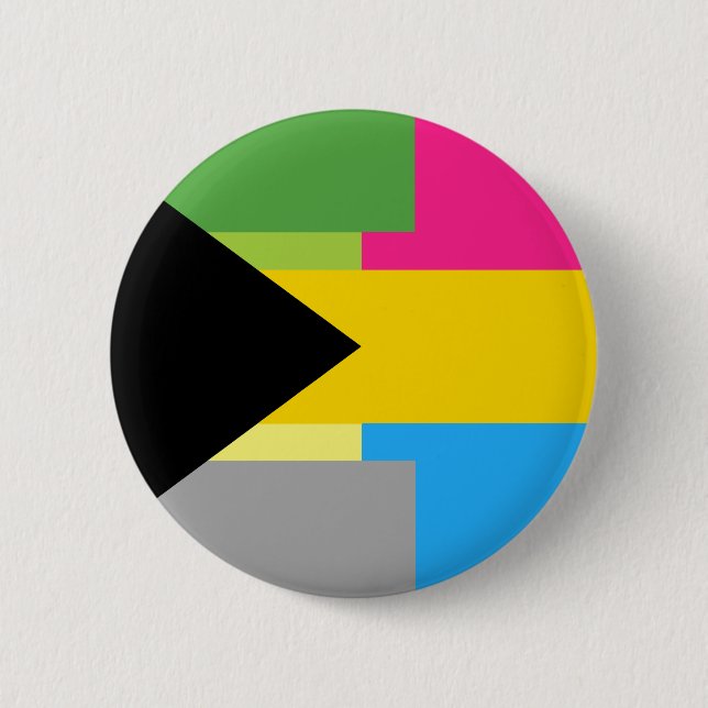 Demiromantic Pansexual Button (Vorderseite)