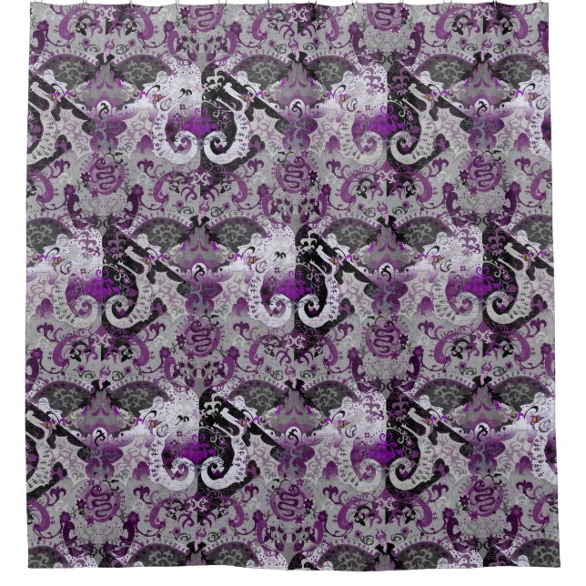 Demisexual Dragon Damask - Farbe der Flagge Duschvorhang (Vorderseite)