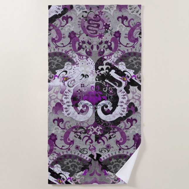 Demisexual Dragon Damask - Farbe der Flagge Strandtuch (Vorderseite)