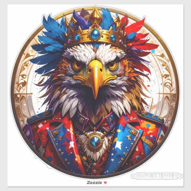 Democracy Is King 002 Custom-Cut Vinyl Sticker (Blatt)